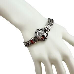 Gingersnaps Petite Snap Charm Dog Bone Cystal Silver Tone 6.25-7.75" Bracelet